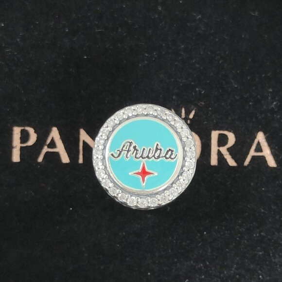 Pandora Aruba Country Exclusive Double Sided Sunshine Button Charm Bead S925 ALE - Picture 2 of 7